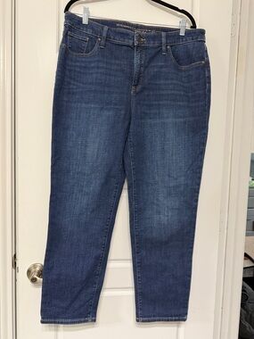 Chico's Denim Girlfriend Slim Leg Jeans - Dark Blue